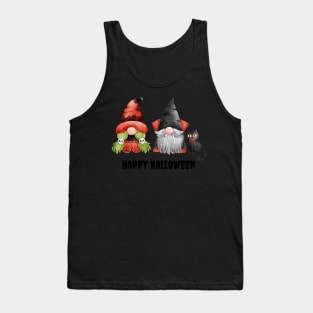 Happy Halloween! Cute Gnomes Black Cat Happy Fall Season Autumn Vibes Halloween Thanksgiving and Fall Color Lovers Tank Top